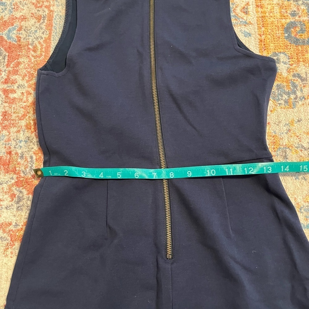 Jcrew navy blue faux-wrap textured dress - Picture 5 of 7